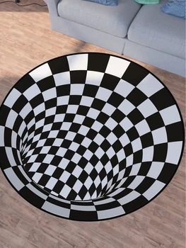 1 шт. фланелевый круглый коврик с черно-белым рисунком 3D Vision Trap, подвесной ковер для кресла-корзины, впитывающий нескользящий коврик