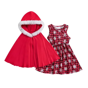 2 шт., рождественские наряды на Хэллоуин для маленьких девочек, толстовка с рисунком, плащ-пачка без рукавов, карнавальный костюм для малышей