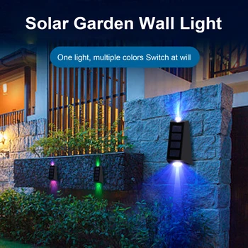 2 ШТ. солнечных светодиодных фонарей Садовая лампа на солнечной энергии, 7 светодиодных водонепроницаемых декоративных настенных светильников для наружного садового ограждения двора