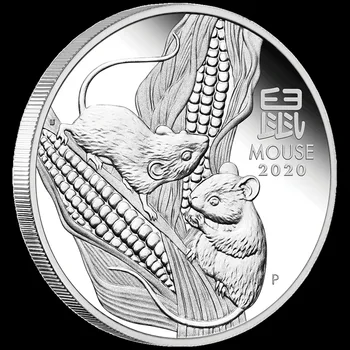 2020 Год Крысы крупного рогатого скота, Австралийская серебряная монета в клетку, китайский знак Зодиака, Сувенирные Памятные монеты для украшения дома