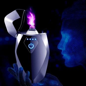 2021 Новая Электрическая Плазменная двухдуговая зажигалка с USB зарядкой, Металлическая Ветрозащитная Свеча, Зажигалки для сигар, креативные гаджеты для мужчин в подарок