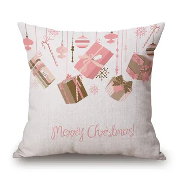 45x45 см, серия розовых Рождественских подарков, наволочка из полиэстера, украшение для дома, Наволочка для дивана, наволочка для подушки