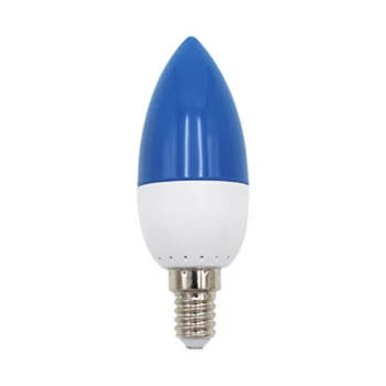 6X Светодиодная лампа E14 с цветным подсвечником, цветная свеча, синяя