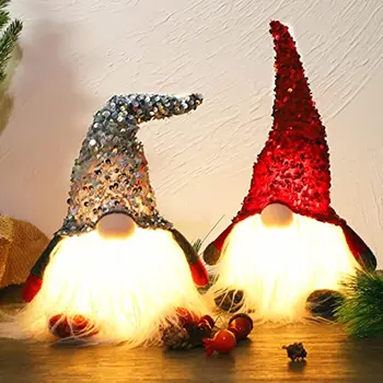 Christmas12-дюймовый Рождественский гном с блестками, светящиеся безликие кукольные украшения, рождественские украшения для дома, веселый подарок Navidad