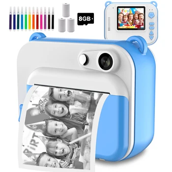 Erchang Детская камера мгновенной печати, цифровая видеокамера 1080P, детская камера для детей 4-12 лет, игрушка для девочек и мальчиков, подарок на День рождения