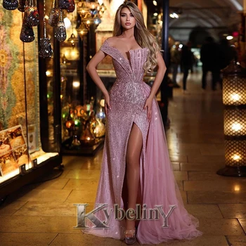 Kybeliny Великолепные платья для выпускного вечера с высоким разрезом на одно плечо, тюлевые вечерние платья Vestidos De Fiesta 2023 Для женщин, официальная прямая поставка