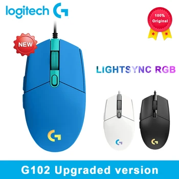 Logitech G102 Оригинальная игровая мышь Оптическая 8000 точек на дюйм 16,8 М Цветной светодиод Для настройки 6 Кнопок Проводные мыши Акция бесплатной доставки