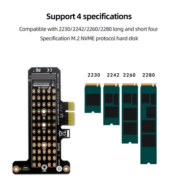 M.2 NVME К PCIe4.0 X1 Конвертер карты 32 Гбит/с Поддержка Интерфейса PCIe X1 X4 X8 X16 для M Key M.2 NVME SSD 2230/2242/2260/2280