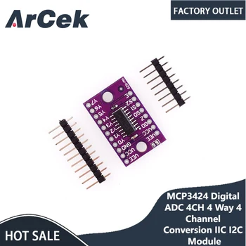 MCP3424 Цифровой АЦП 4CH 4-Полосный 4-Канальный Модуль Преобразования IIC I2C для Raspberry Pi для Arduino Высокоточная плата 2,7 - 5,5 В