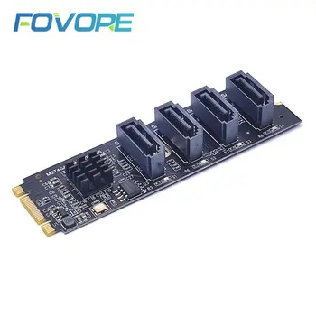 NVME-SATA M.2 NGFF PCIE M Key 4-Портовый адаптер SATA3 Добавьте больше места на дополнительную карту памяти вашего ПК для расширения SATA