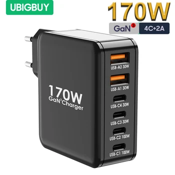 Ubigbuy 170 Вт GaN 3 Pro Зарядное Устройство PD QC 4,0 3,0 USB Быстрое Зарядное Устройство Quick Charge Type C Зарядное Устройство для Телефона iPhone 15 14 Pro Max MacBook