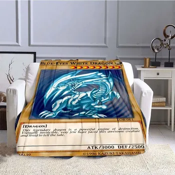 Аниме Yu Gi Oh Card Throw Одеяло Голубые глаза Белый Дракон Аниме Мультфильм Мягкое Плюшевое одеяло Покрывало для спальни Домашний декор