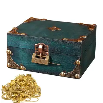 Антикварный Деревянный ящик для хранения, Органайзер для хранения из дерева ручной работы, Винтажный Органайзер для хранения ювелирных изделий ручной работы с замком для хранения подарков