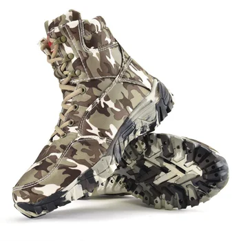 Армейские мужские ботинки в стиле милитари, зимняя водонепроницаемая уличная обувь на шнуровке, Дышащий камуфляжный камуфляж, тактические боевые ботильоны для пустыни
