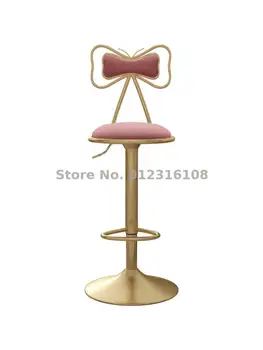 Барный стул с поворотной спинкой, креативный скандинавский высокий стул, легкий роскошный барный стул, сетчатый красный простой высокий стул для стойки регистрации