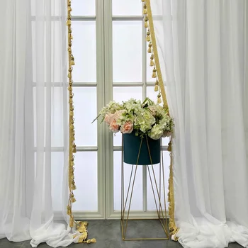 Белые териленовые шторы для спальни с золотой кисточкой, кружевная подвеска, тюлевые шторы, французская романтическая прозрачная ширма для гостиной