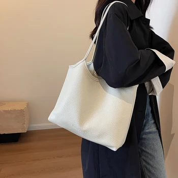 Большая простая женская сумка через плечо из искусственной кожи 2023, зимний модный тренд, дизайнерские женские модные сумки, кошельки, сумки-тоут