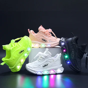 Весенняя Новая детская обувь Для маленьких девочек, светящаяся спортивная обувь для первых ходунков Для маленьких мальчиков, светящиеся кроссовки для малышей