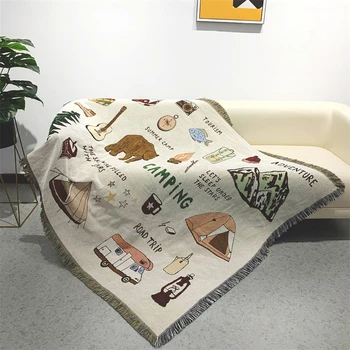 Влагостойкий коврик для пикника в стиле Ins, декоративный гобелен, вязаное одеяло из ниток, Повседневный многофункциональный чехол для дивана, одеяло