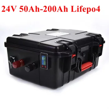Водонепроницаемый Lifepo4 24V 50Ah 60Ah 80Ah 100Ah 120Ah 150Ah 200Ah литиевая батарея с BMS для троллингового двигателя инвертор + Зарядное устройство 10A