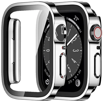 Водонепроницаемый Чехол для Apple Watch 7 8 45 мм 41 мм 49 мм 44 мм 40 мм с прямым краем Защитная крышка Экрана Чехол iWatch 4 5 SE 6 7 8 Ultra