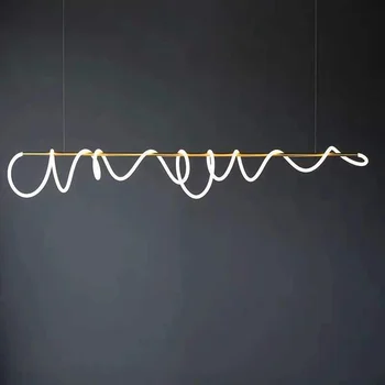 Дизайнерская светодиодная лампа в скандинавском золотисто-белом минимализме, светодиодная подсветка.Подвесные светильники.Подвесной светильник. Подвесной светильник для столовой