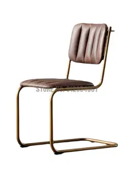 Дизайнерский Домашний стол в постмодернистском минималистичном стиле, Скандинавское Кожаное кресло для маленькой квартиры, Обеденный стул для домашнего ресторана со спинкой
