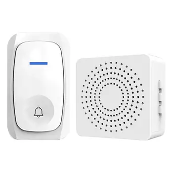 Дистанционный дверной звонок с регулируемой громкостью IP44 Водонепроницаемый Дистанционный Беспроводной Дверной звонок с подзарядкой Белый Дверной звонок для людей с ограниченными возможностями USB