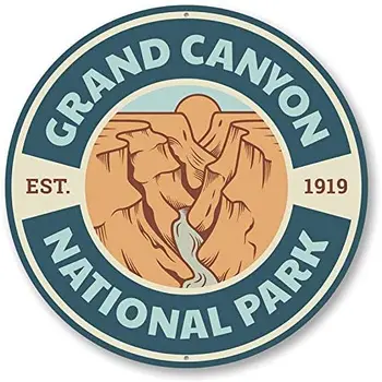 Знак национального парка Гранд-Каньон, круглая металлическая жестяная вывеска, подходящая для дома и кухни, декор стен бара, кафе, гаража в стиле ретро, винтаж