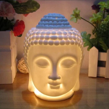 Керамическая масляная горелка для ароматерапии с головой Будды, диффузор с ароматическими эфирными маслами, Индийский Будда, Тибетская курильница для благовоний, Подсвечники