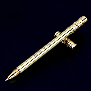 Китайский креативный подарок Ручной работы, персонализированная фирменная деловая ручка с нейтральной латунной винтажной гравировкой Ruyi Golden Hoop Stick-стик