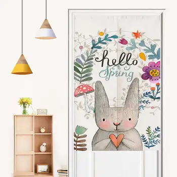 Креативная дверная занавеска с Кроликом, Занавеска с мультяшным животным, Занавеска для кухни, Туалетная занавеска, Декор Входной подвесной занавес