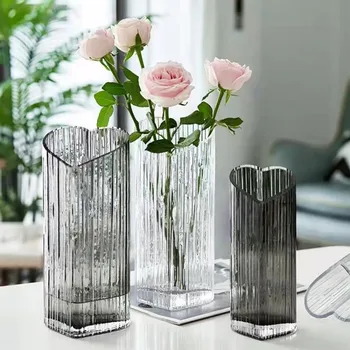 Креативная стеклянная ваза в форме сердца, ваза для цветов с водяным напылением, Ваза для цветочной композиции, украшение дома в гостиной