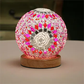 Креативный романтический ночник в стиле барокко со свободной настольной лампой в богемном стиле, перезаряжаемой через USB, декоративной стеклянной хрустальной лампой