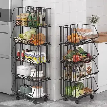 Кухонная стойка для хранения овощей, напольная многослойная стойка для хранения закусок, бытовая стойка для хранения, многофункциональная корзина для хранения