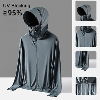 Летние мужские пальто с защитой от ультрафиолета UPF 50 +, защищающие от ультрафиолета, с капюшоном, солнцезащитные, дышащие, тонкие, женские повседневные куртки размера 8XL плюс