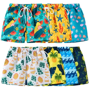 Летние плавки для маленьких мальчиков 2023, пляжные шорты для детей 2-8 лет, Шорты для купания с мультяшным принтом, Шорты для купания для мальчиков, купальники для мальчиков