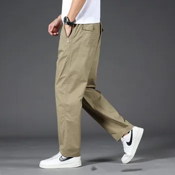 Летние повседневные брюки Мужские с эластичной резинкой на талии, свободные прямые брюки, мужские брюки-карго Плюс размер 6XL Низа