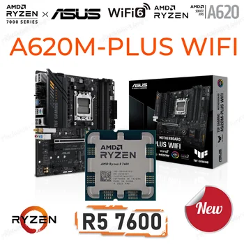 Материнская плата Asus TUF GAMING A620M-PLUS WIFI DDR5 AMD A620 am5 с комбинированным процессорным разъемом Ryzen 5 7600 AM5 R5 7600 Processor Kit M.2 Новая