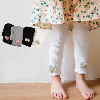 Милые Детские брюки с бантиком-бабочкой, Весенне-осенние Леггинсы Для Новорожденных Девочек, Хлопчатобумажные брюки Ярких цветов, Детские Леггинсы 0-4 Лет