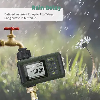 Многофункциональный таймер автоматического полива Diivoo с 3 индивидуальными программами полива и задержкой дождя, таймер разбрызгивателя садовой воды
