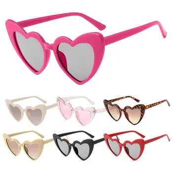 Модные разноцветные солнцезащитные очки в форме любви в стиле ретро большого размера, модные очки с защитой от ультрафиолета, прозрачные тонированные очки для фестивалей