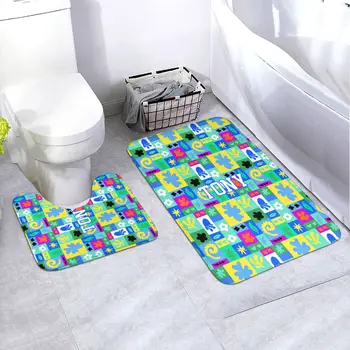Модный набор ковриков для ванной, водопоглощающий и противоскользящий коврик для пола, противоскользящие накладки из 2 предметов, коврик для ванной + контур
