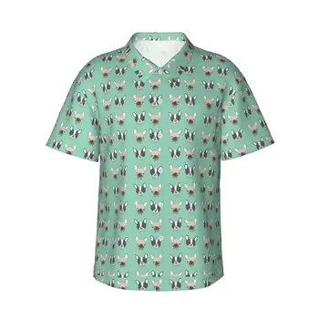 Мужские Повседневные гавайские рубашки с рисунком собаки-терьера, пляжные рубашки на пуговицах с коротким рукавом, рубашки с тропическим цветочным рисунком