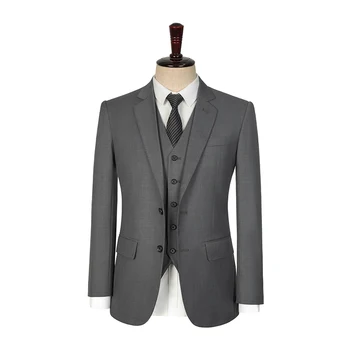 Мужской шерстяной костюм среднего серого цвета высокого качества, сшитый на заказ Мужской костюм, свадебный костюм