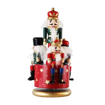 музыкальная шкатулка с деревянным солдатиком-щелкунчиком 23 см, Вращающаяся музыкальная шкатулка, Рождественское украшение для дома, Деревянная музыкальная шкатулка, Рождественский подарок