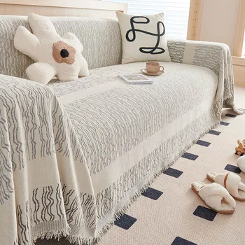 Мягкий чехол для дивана из синели для гостиной, одеяло-полотенце для дивана с абстрактными линиями, универсальная противоскользящая ткань для чехла для дивана