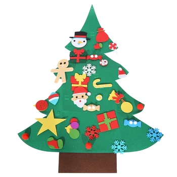 Набор для рождественской елки из детского фетра с 36 шт. украшениями, которые можно повесить дома на стену, Детские наборы для поделок из фетра на Рождество