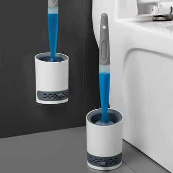 Набор туалетных щеток для многоразового использования, настенный с держателем, силиконовая TPR-щетка для чистки углов, Инструменты для чистки аксессуаров для ванной комнаты