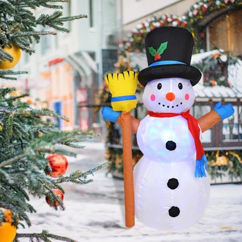 Надувное украшение в виде снеговика со светодиодной подсветкой, мультяшный гигантский снеговик, новогодние подарки